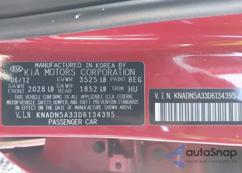 2013 Kia Rio Sx from USA, damaged, VIN KNADN5A33D6134395